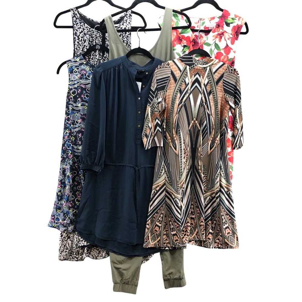 Mixed Brand Clothing Lot Women Medium 8 Multicolor Dresses Jumpsuit Tunic 6pc